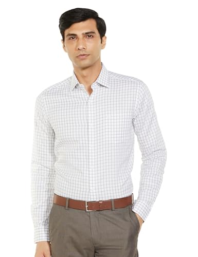 Image of Arrow Men Slim fit Cotton Checked Long Sleeves Semi-Cutaway Collar Shirt