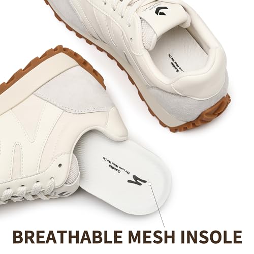 Image of somiliss Wide Toe Box Sneakers for Women Breathable Fabric Leather Suede Upper Non-Slip PU TPR Outsole Walking Shoes Tennis Running Fashion Sneakers