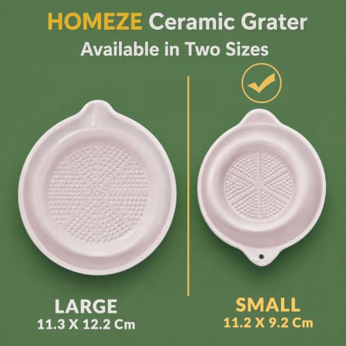 Image of Homeze Ceramic Garlic Grater Plate with Brush | Ginger Grinder, Garlic Crusher & Manual Kitchen Grater Dish | Non-Slip Ceramic Grating Plate for Garlic, Turmeric, Lemon, Fruits & Vegetables