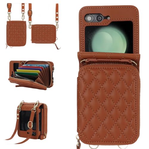 Étui Samsung Galaxy Z Flip 5 4 3 marron : range-carte et support mains libres antichoc