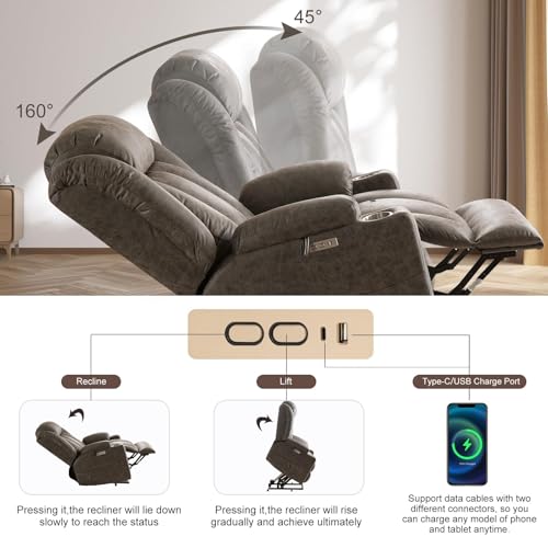 Sillón eléctrico reclinable para adultos cómodo gris miniatura 3