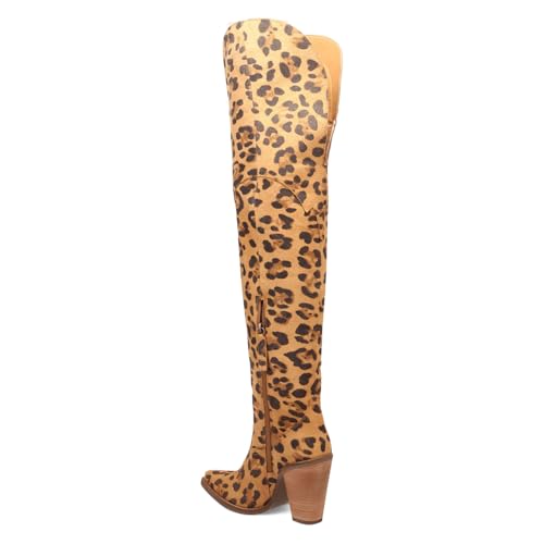 Thigh High Cowboy Boots for Women Leopard Print Pointed Toe Chunky Heel Over The Knee Cowgirl Western Boots whit Side Zipper4