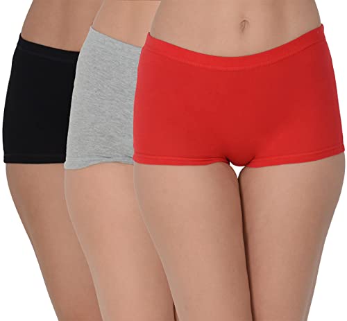 Image of EVA & JOY Women's Cotton Solid Mid-Rise Boyshort Panty (Pack of 3)