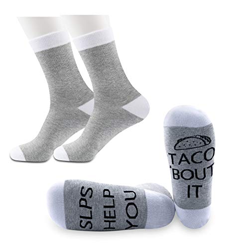 JXGZSO Speech Language Pathologist Gift Speech Therapy Gifts SLP Help You Taco About It Socks With Saying Funny SLP Gift