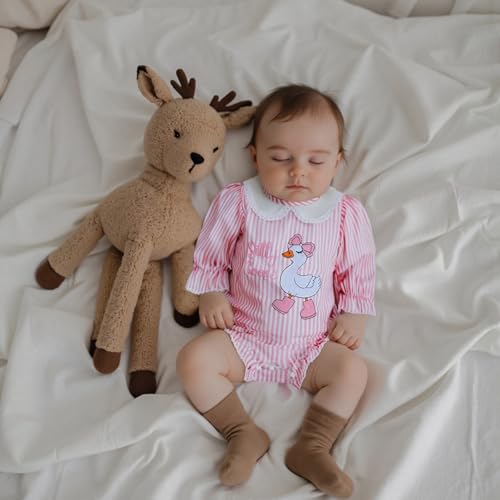 Toddler Baby Girl Smocked Dress Romper Silly Goose Long Sleeve Striped Girls Plaid Fall Dress Sister Matching Outfit3