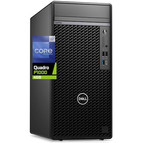 Dell Optiplex Plus Desktop Computer, Intel i9-12900K, 64GB RAM, 4TB NVMe PCIe SSD, Nvidia Quadro P1000 4GB Graphics, 4 x Mini-DisplayPort, HDMI, Wi-Fi, BT, USB C, Windows 11 Pro, Black Tower
