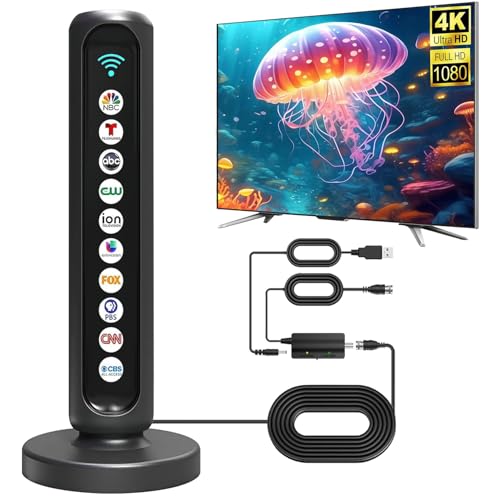 Image of Outdoor Digital Antenna for Smart TV, Long Range HDTV Antenna Indoor Outdoor with Amplifier Signal Booster - Digital TV Antenna for Local Channels, 4K 1080p Reception for All Smart TVs (Black A)