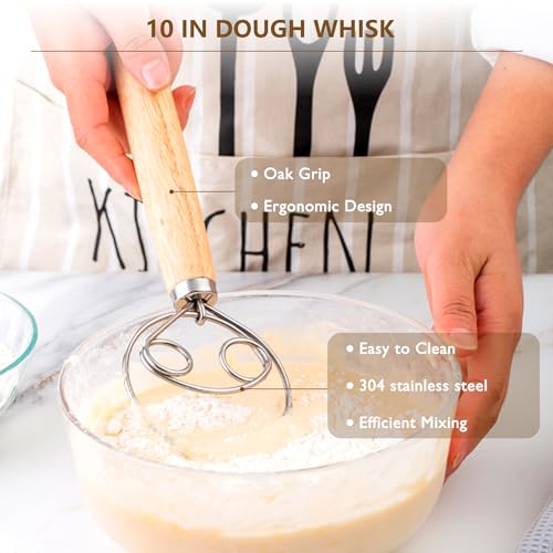 Complete Sourdough Starter Kit, Banneton Bread Proofing Basket with Glass Sourdough Starter Jar, Sourdough Bread Baking Supplies, 9'' Round Bread Proofing Basket, for Bread Making Baking Fermentation