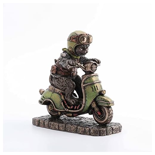 Steampunk Cat Racer Scooter Figurine