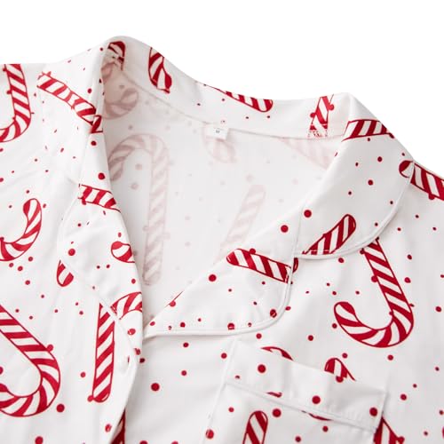 Women Christmas Pajamas Shorts Set White Christmas Pajamas Short Sleeves Shirt and Shorts 2 Piece Pjs Sleepwear2