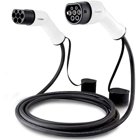 ToughHub EV/Electric Vehicle Car & Plug-in Hybrid Charging Cable Type 2 to Type 2, | 32 Amp | Max Output Power 7.2 KW | Single Phase | 5 Meters | Free Cable Carry Bag | Car Accessories Cover