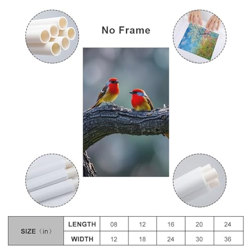 Impression sur toile oiseau cardinal sans cadre suspendre 60x90cm