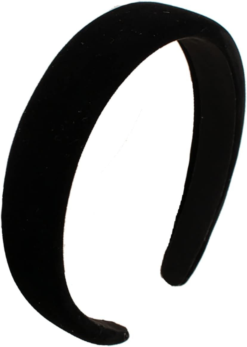 Lvyeer Black Velvet Padded Headbands for Women Fashion Non slip Comfortable Head Bands for Women (Black, one size)