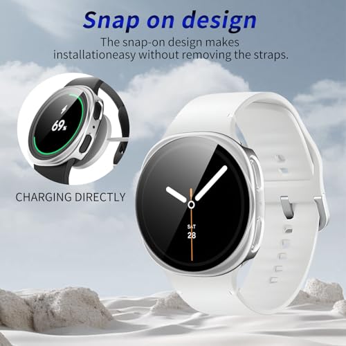 Kimiyaki 2 Pack for Samsung Galaxy Watch 8 44mm Screen Protector Case [Full Coverage], Hard PC Bumper All-Around Protective Accessories for Samsung Watch 8 44mm Built-in Tempered Glass Film - image 6
