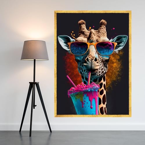 Tableau girafe pop art pour un salon moderne et coloré