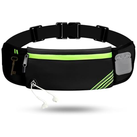 USHAKE Running Belt with Bounce-Free Pouch for iPhone and Samsung Galaxy - Ideal for Running, Walking, Cycling, and Gym Workouts Black Cover