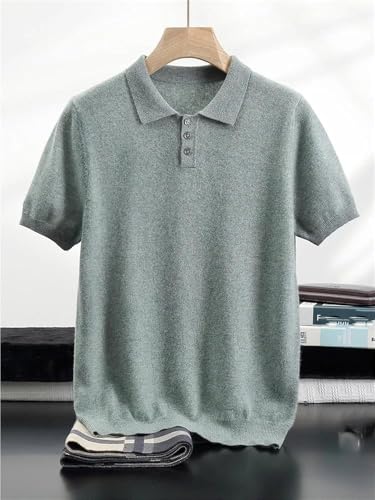 Men's Wool Short Sleeve Polo Pullover Sweater Casual Knitwear Button Front Comfortable Lightweight Versatile All-Season Top2