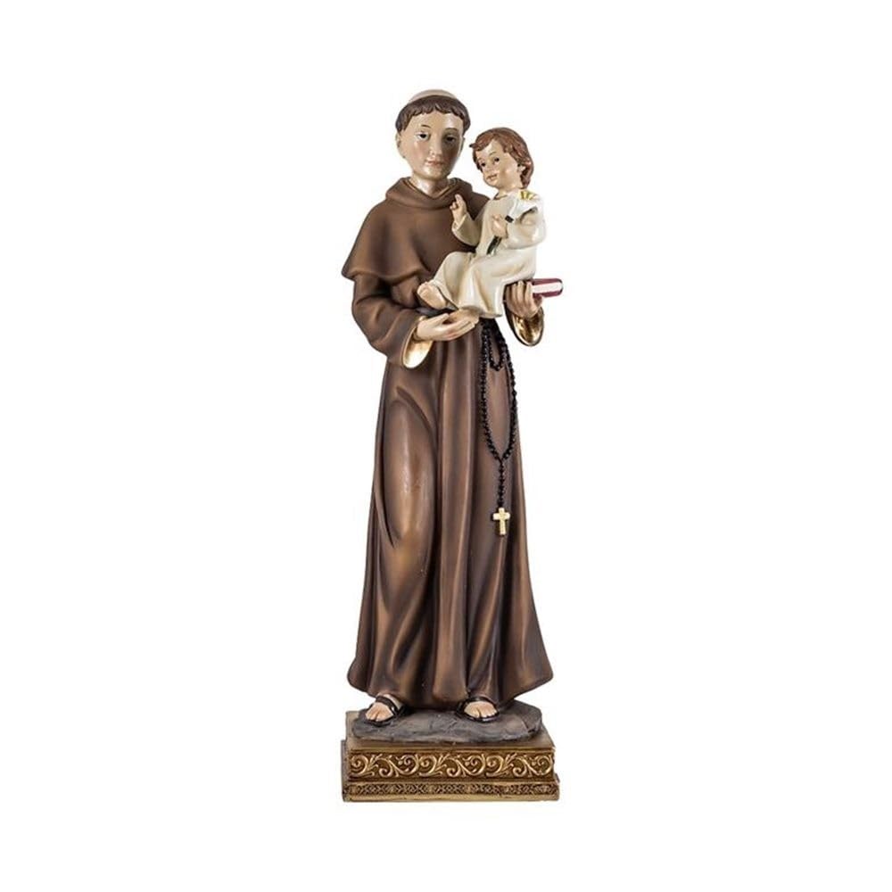 San Antonio de Padua Figura Religiosa 32 cm. Imagen Resina Detalle niño peana