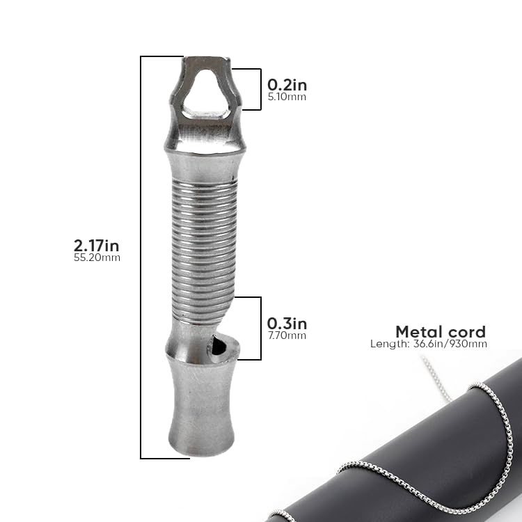 Titanium Emergency Whistle Cylinder Pendant Necklace for Men and Women – Compact, Lightweight, and Durable Emergency Whistle with High Decibel Output for Outdoor Adventures & Safety