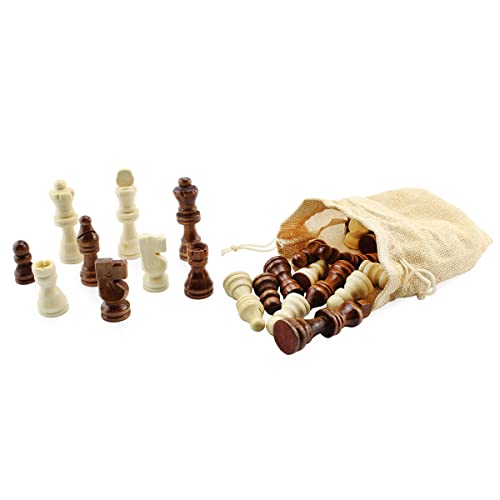 Attatoy Complete Wooden Chess Pieces (32 Pieces), Wooden Replacement Chess Figures With Kings, Queens, Castles, Knights & Pawns #TOP4