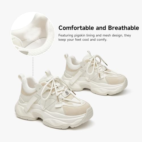 BEAU TODAY Chunky Sneakers for Women Dad Sneakers for Women Platform Lace Up Fashion Comfortable Casual Sneakers for Walking2