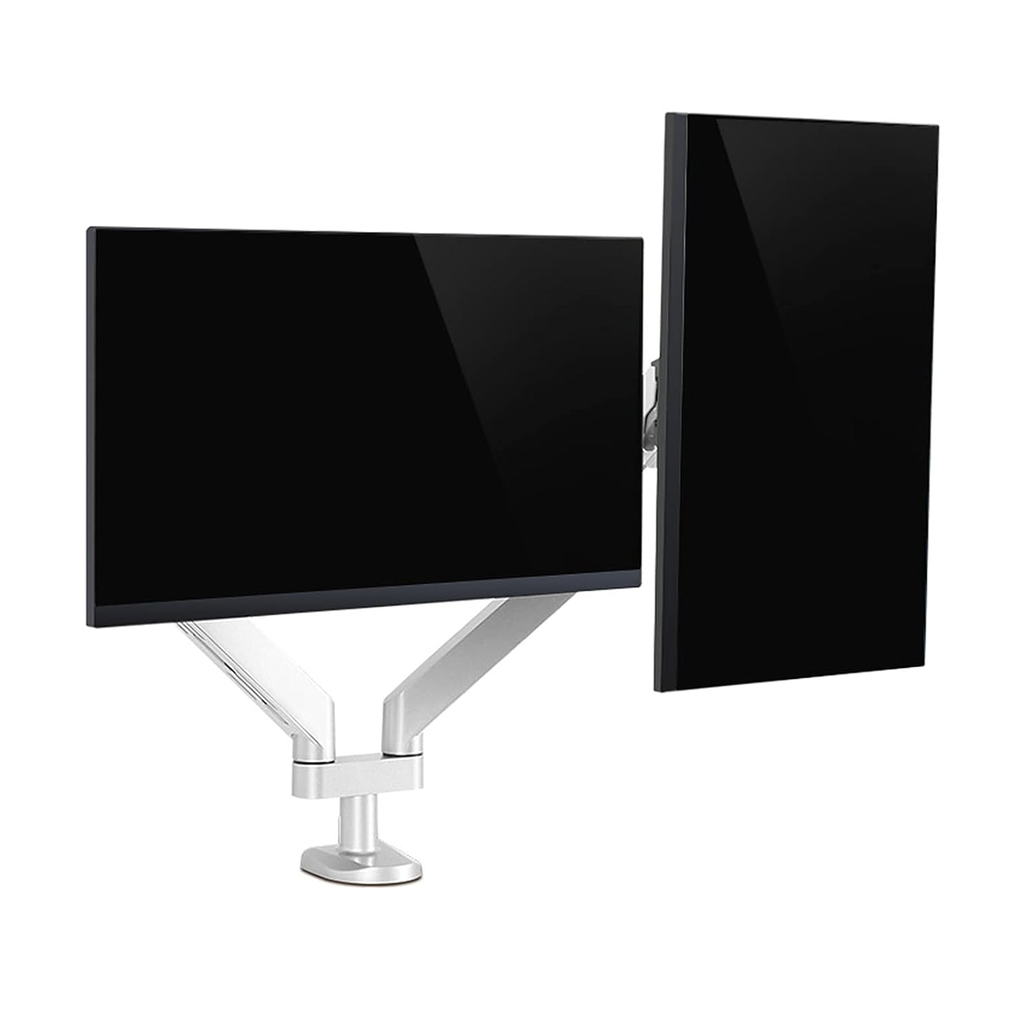 Monitor Arm Stand 10-32 Silver Monitor Stand Height-Adjustable Single Monitor Desk Mount Full Motion Tilt Rotation Monitor Arm