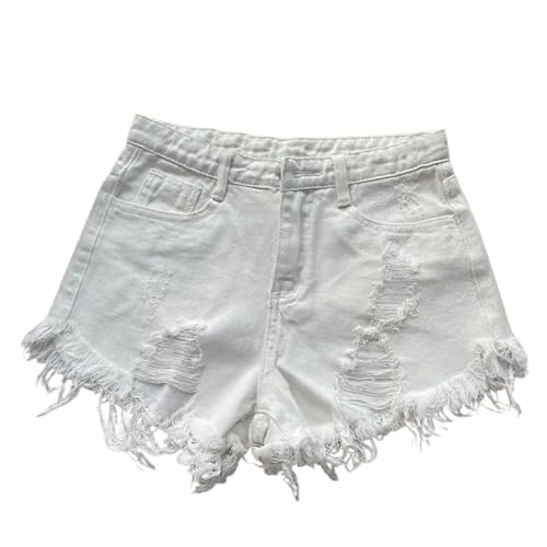 Short en jean d'été pour femme taille haute large noir et bleu en coton
