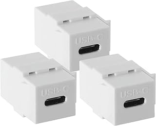 OUYFBO USB C Keystone Jack Inserts,(3-Pack) USB 3.1 Type-C Module Coupler Adapters Female to Female Keystone Insert Snap-in Connector Socket Adapter Port for Wall Plate Outlet Panel - White