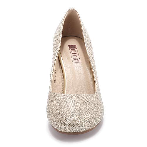 IDIFU Women's Classic Low Heels Dress Pumps 2 Inch Kitten Heel Round Toe Office Wedding Shoes - Image 3