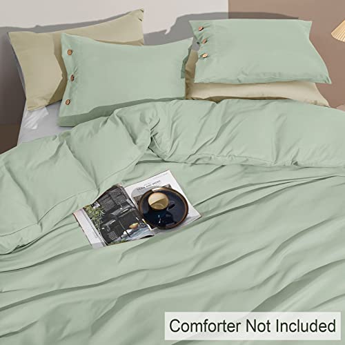 Phf Sage Green Duvet Cover Queen Size, Comfy Lightweight Skin-Friendly Comforter Cover Set With Button Closure, Soft Durable Bedding Collection With 2 Pillowcases For All Season, 90" X 90" #TOP5