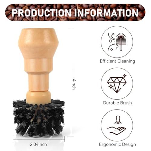 Image of Supvox 1Pcs Portafilter Cleaning Brush Wooden Handle Bristle Brush for 51mm /54mm Portafilter Basket Coffee Machine Cleaning Brushes Tool Kitchen Cleaning Brush