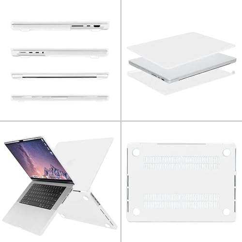 Image of MOSISO Compatible with MacBook Pro 16 inch Case 2025 2024 2023 2022 2021 M4 M3 M2 M1 A3403 A3186 A2991 A2780 A2485 Pro Max, Plastic Hard Shell&Keyboard Cover&Screen Film&Storage Bag, White
