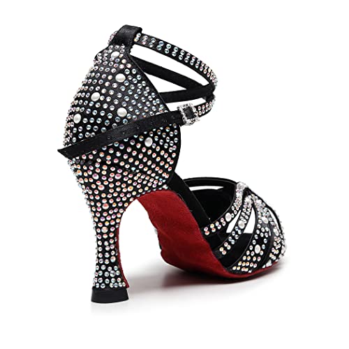 Brexli Ballroom Dance Shoes Women’s Rhinestone Salsa Latin Bachata Practice Performance Dancing Shoes Black 8.5 #TOP4