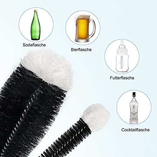 Foto von Diwoker Flaschenbürste für Glasflaschen Flaschenreiniger, 2 STK Reinigungsbürste Reinigung Flaschenreiniger für Glaskaraffe,Trinkflaschen,Babyflaschen,Sodaflaschen (Schwarz)