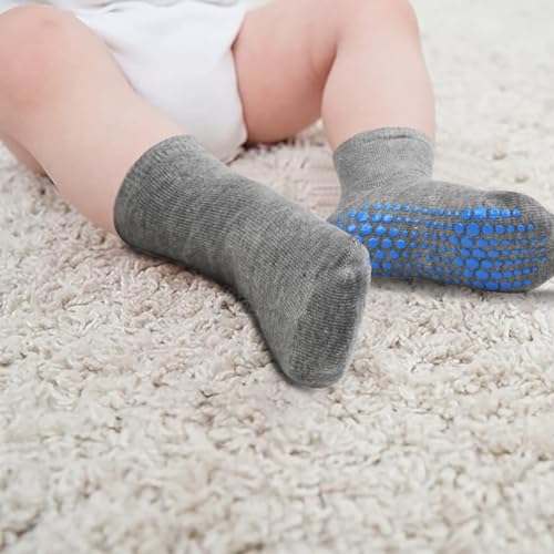 ELUTONG Non Slip Grip Socks Kids Anti-Skid Socks 12 Pairs for 1-7T Baby Toddler Boys and Girls2