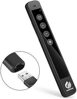 Amerteer Rechargeable Presentation Clicker with Red Laser Pointer, 2.4GHz PowerPoint Presentation Remote,Wireless Presenter Support Hyperlink
