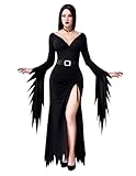 Spooktacular Creations Long Black Gothic Dress, Gothic Dresses for Women Halloween, Black Family Costume Adult for Halloween Cosplay Party (Medium)