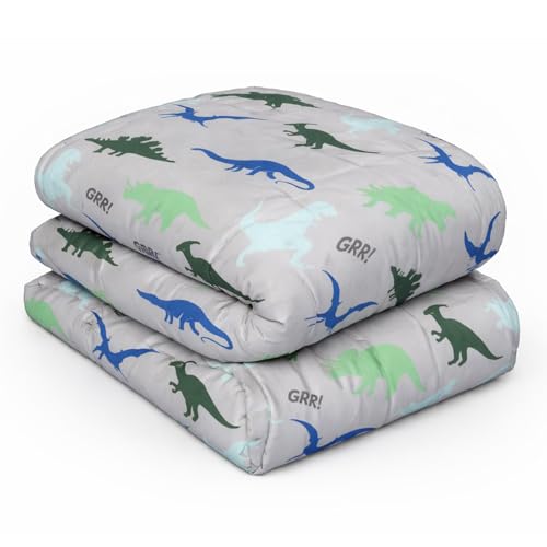 OHS Weighted Blanket Teddy Fleece 3kg Dino Grey Heavy Blanket Sleep Therapy Autism Insomnia Anxiety Relief for Adults Single - 100 x 150cm - (Disclaimer:Only Suitable for Age 3+Years)