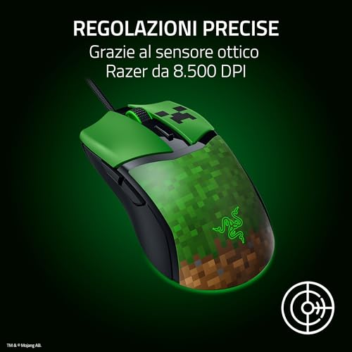 Cobra Minecraft Edition - Mouse da gioco leggero e cablato - Sensore da 8500 DPI (58 g, interruttori ottici per mouse di terza generazione, illuminazione croma, cavo Speedflex) Minecraft - Mouse gaming - Immagine 5