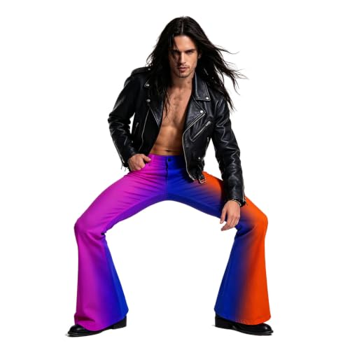 Pantalon évasée léger et respirant homme pour style rock tricolore