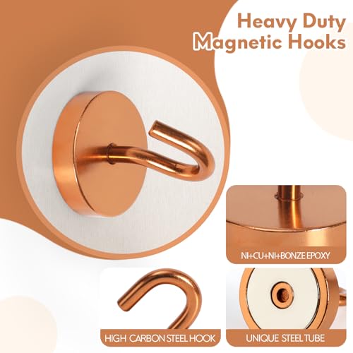 Image of Neosmuk Magnetic Hooks Steel Tube Design for Cruise,130lb+ Bronze,10 Pack | Cruise Ship Essentials,Heavy Duty Magnett Hooks for Cabins, Refrigerator, Grill, Hanging, and Travel Extra Strong Must-Haves