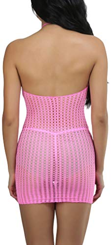 Image of ToBeInStyle Women's Stretch See Through Fishnet Novelty Mini Rave Party Dress