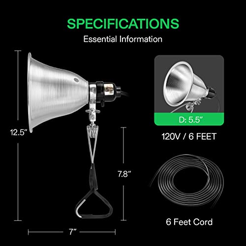 Vivosun 2-Pack Clamp Lamp Light With Detachable 5.5 Inch Aluminum Reflector Up To 60W E26 Socket thumb #3