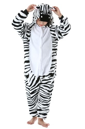 Magicmode Kids Zebra Onesie Pajamas Soft Flannel Halloween Cosplay Costumes for Boys Girls