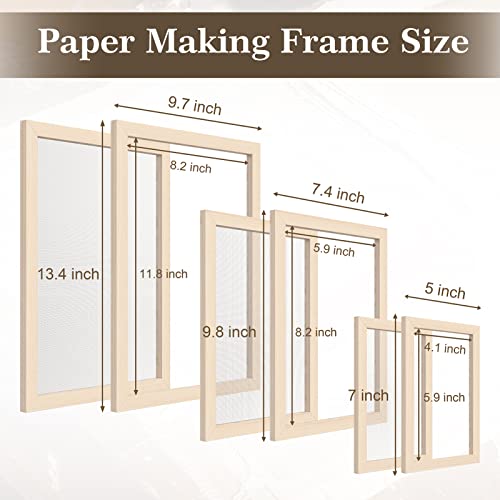 image for Caydo 3 Size Paper Making Frame Kit, with A4 A5 A6 Wooden Paper Making