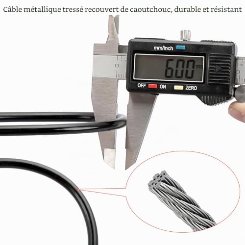 TOLIDA 2 Packs de Verrous Universels pour Couvercles de Poubelle - Kit de Verrouillage en Métal, Sangles en Corde Tressée Recouverte de Caoutchouc pour Animaux, Vent et Déversement – vue 3