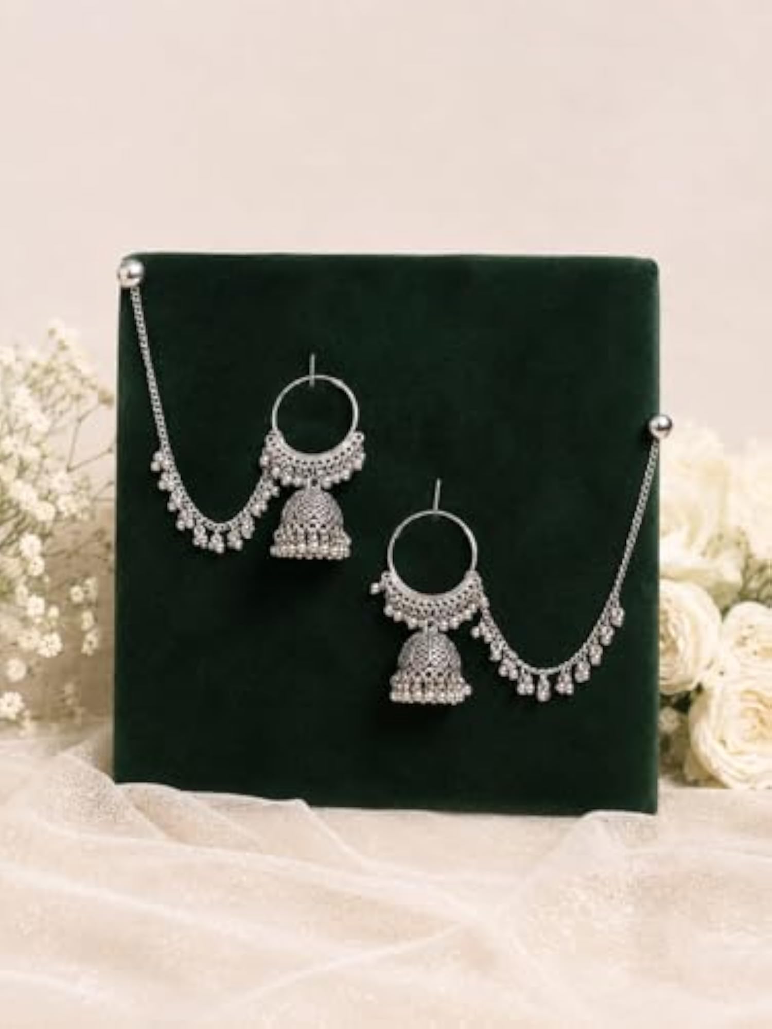Hoop Jhumka Earrings for Women, Traditional Chandbali Style