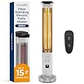 SereneLife Outdoor Electric Patio Heater - 900W Infrared Heater with Remote, Aluminum Reflector, Waterproof Design, IP65 Approved, Quiet Operation, Standing Porch Heater for Patio & Backyard