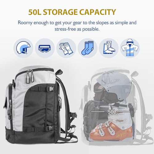 Image of Unigear Ski Boot Bag Backpack for Helmet 50L /70L, Goggles, Gloves, Skis, Snowboard & Accessories