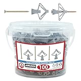 AIMUNOK Hollow-Wall Anchors, One Size, 75Lbs Anchor 50pcs+Screw 50pcs Drywall Anchor kit with Screws, Self-Drilling Hollow Wall Anchor, Grey